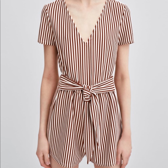 Zara Other - Striped belted Zara romper